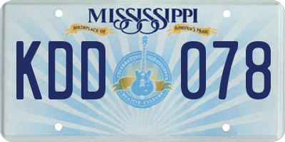 MS license plate KDD078