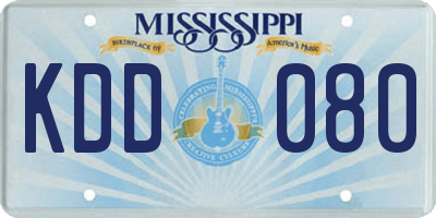 MS license plate KDD080