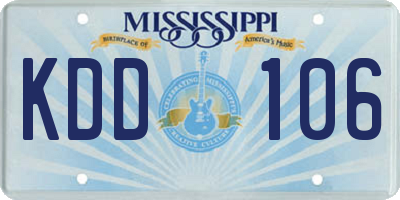 MS license plate KDD106