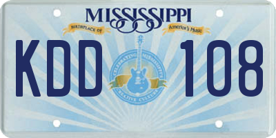 MS license plate KDD108