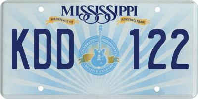 MS license plate KDD122