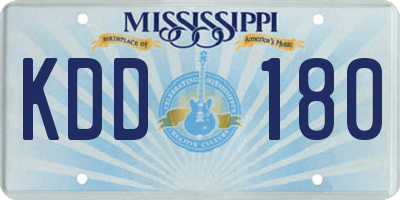 MS license plate KDD180