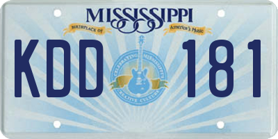 MS license plate KDD181