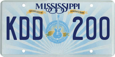 MS license plate KDD200