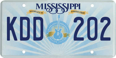 MS license plate KDD202