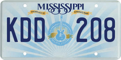 MS license plate KDD208