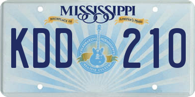 MS license plate KDD210