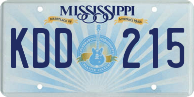 MS license plate KDD215