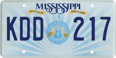 MS license plate KDD217