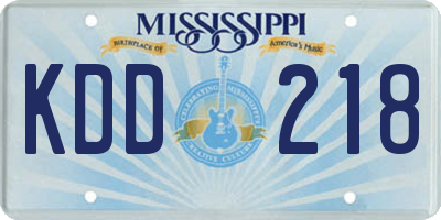 MS license plate KDD218