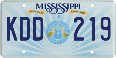 MS license plate KDD219