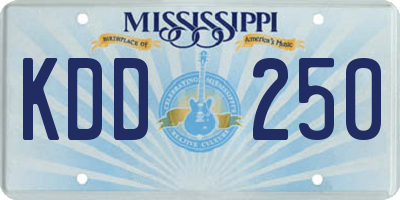 MS license plate KDD250