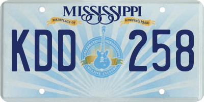 MS license plate KDD258