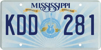 MS license plate KDD281