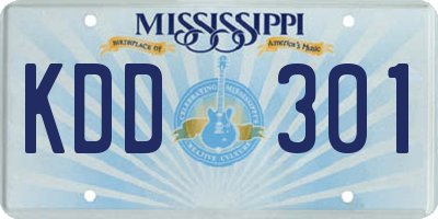 MS license plate KDD301