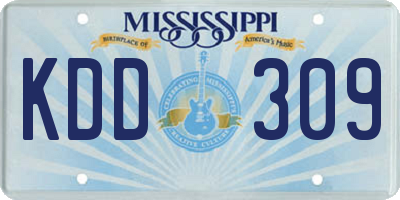 MS license plate KDD309