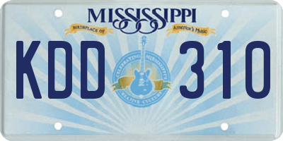 MS license plate KDD310