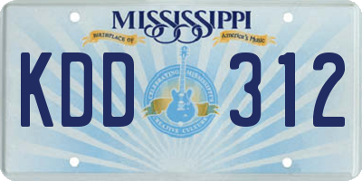MS license plate KDD312