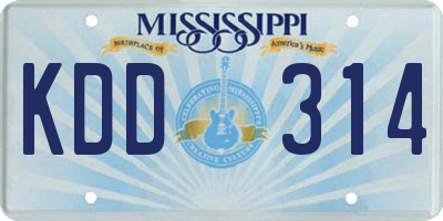 MS license plate KDD314