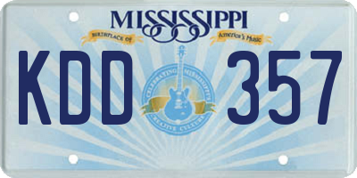 MS license plate KDD357