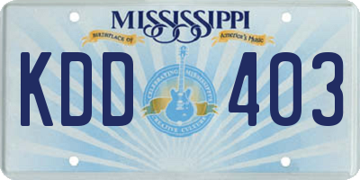 MS license plate KDD403