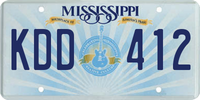 MS license plate KDD412