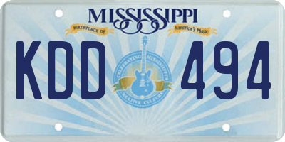 MS license plate KDD494