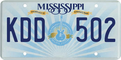 MS license plate KDD502