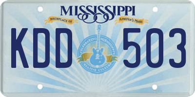 MS license plate KDD503