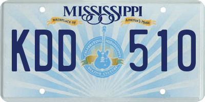 MS license plate KDD510