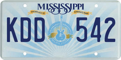 MS license plate KDD542