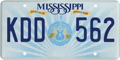 MS license plate KDD562
