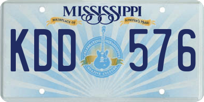 MS license plate KDD576
