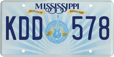 MS license plate KDD578