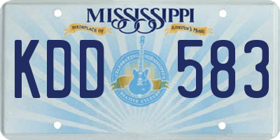 MS license plate KDD583