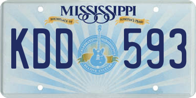 MS license plate KDD593