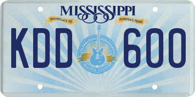MS license plate KDD600