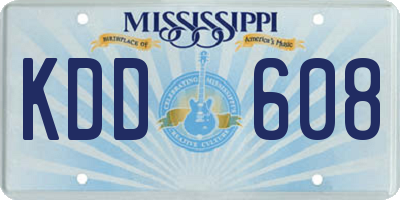 MS license plate KDD608