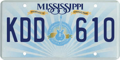 MS license plate KDD610