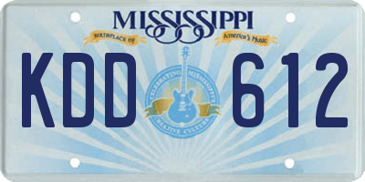 MS license plate KDD612