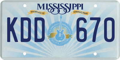 MS license plate KDD670