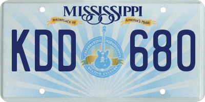 MS license plate KDD680