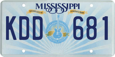 MS license plate KDD681
