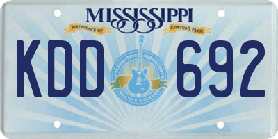 MS license plate KDD692