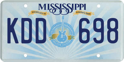 MS license plate KDD698