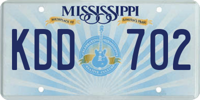 MS license plate KDD702