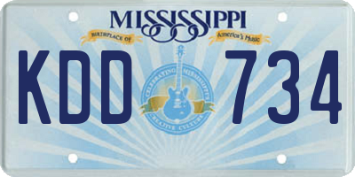 MS license plate KDD734