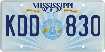 MS license plate KDD830