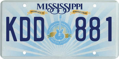 MS license plate KDD881