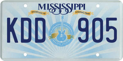 MS license plate KDD905